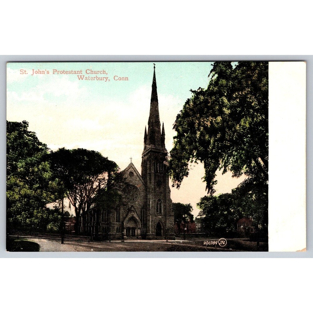 Vtg Postcard St. John's Prostestant Church Waterbury Conn CT Valentine & Sons
